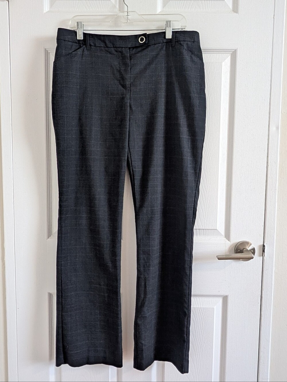 Reitmans Dark Grey Glen Plaid Dress Pants Size 12 | Mid Rise Trousers Workwear